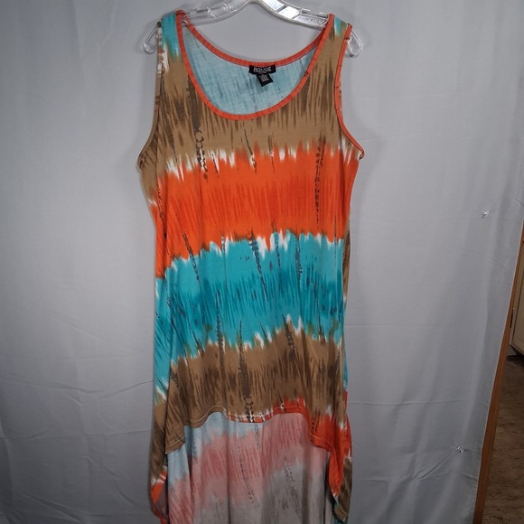 Rouge 3x Sleeveless Shirt Tail Design womens Dress Multicolor Tie Dye Hippie - Picture 1 of 7